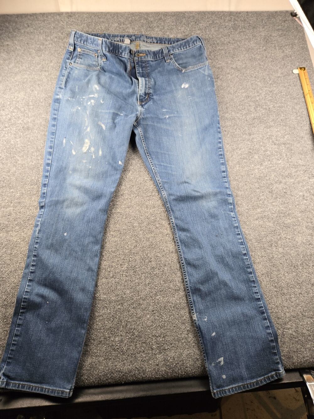 Distressed Carhartt Rugged Flex Staight Fit jeans (PAINT) 40x34 #748